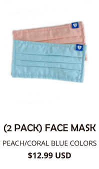 (2 PACK) FACE MASK PEACH/CORAL BLUE COLORS $12.99 USD