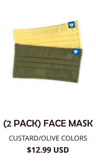 (2 PACK) FACE MASK CUSTARD/OLIVE COLORS $12.99 USD