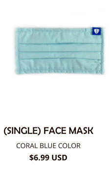 (SINGLE) FACE MASK CORAL BLUE COLOR $6.99 USD