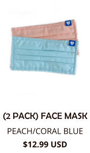 (2 PACK) FACE MASK PEACH/CORAL BLUE $12.99 USD