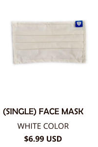 (SINGLE) FACE MASK WHITE COLOR $6.99 USD